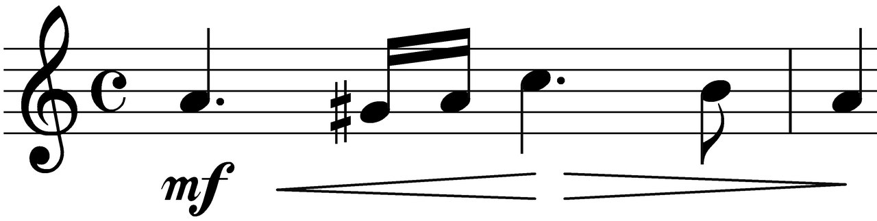 Notation example with crescendo and decrescendo markings.