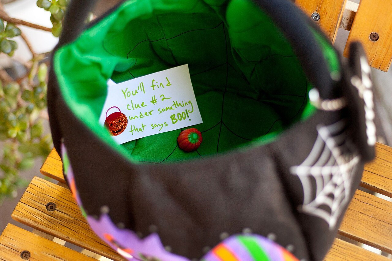 A hidden clue in a treasure hunt.